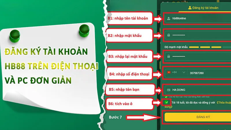 Đăng ký tài khoản HB88 trên điện thoại và PC đơn giản 2 Đăng ký tài khoản HB88 trên điện thoại và PC đơn giản
